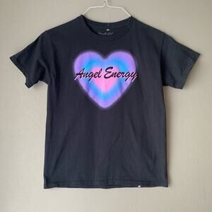 Popular Girl sz L purple blue black "Angel‎ Energy" Shirt